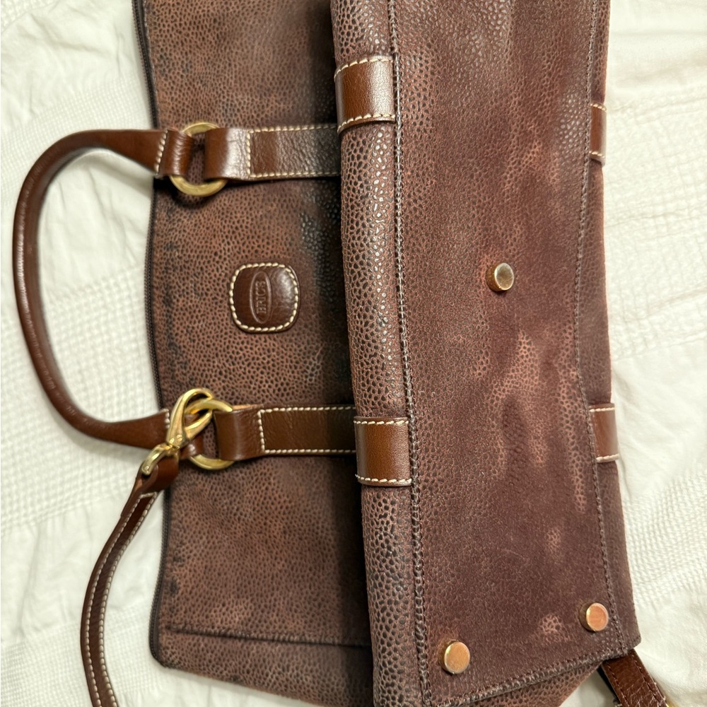 Elegant Italian Brown Leather Travel Bag